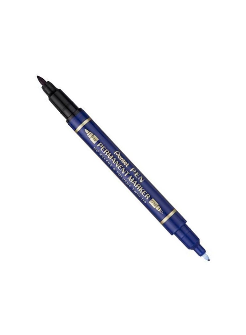 Pentel N75W-C Permanent Marker Twin Tip, Blue Ink, Pack of 12 - Image 2
